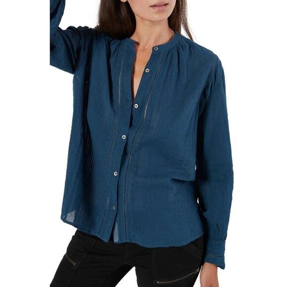 Joie Women's Sz XL Dark Teal Fano Button Front Long Sleeve Blouse - Picture 1 of 10